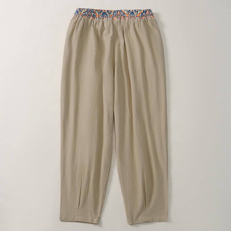 Buddha Stones Spring Summer Casual Boho Drawstring Geometric Elastic Waist Long Pants Men's Tapered Pants With Pockets - image 4