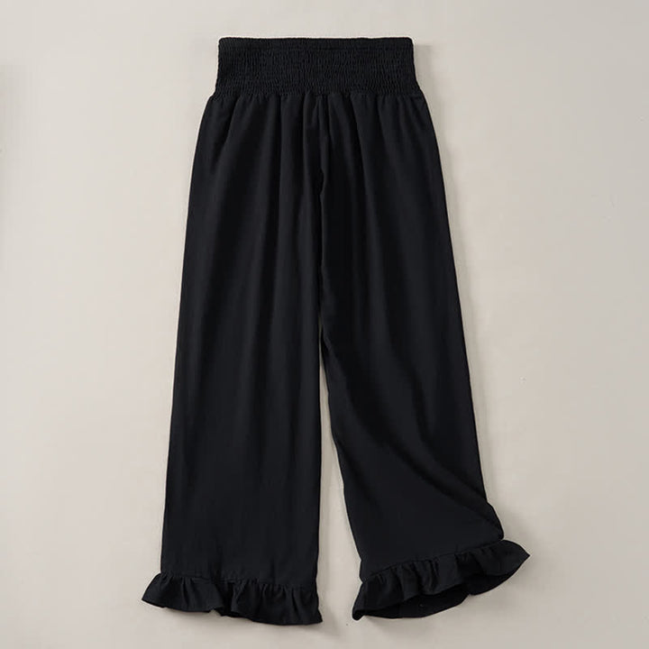 Buddha Stones Spring Summer Casual Boho Solid Ruffled Hems Design Ankle Pants Women's Straight Leg Pants With Pockets - image 10
