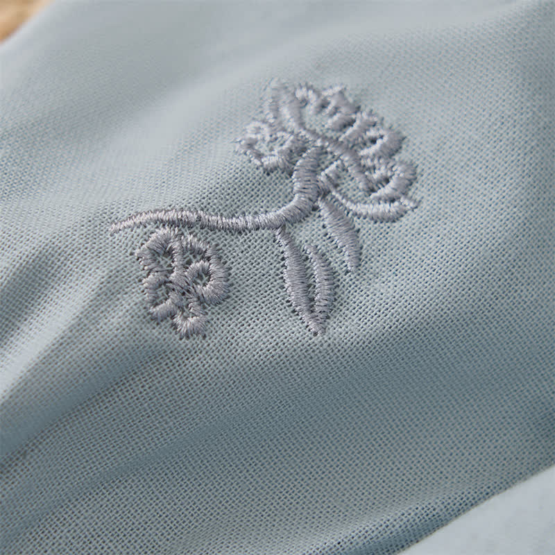 Buddha Stones Summer Vintage Tang Style Frog Button Embroidery Flower Solid Women's Elbow-Length Sleeve Shirts - image 4