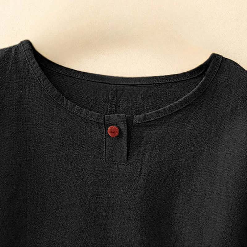 Buddha Stones Casual Plain  Women's Crew Neck Design Loose Half Sleeve T-shirt - image 15