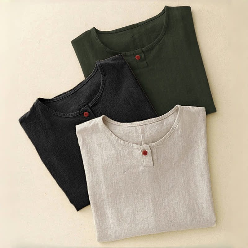 Buddha Stones Casual Plain  Women's Crew Neck Design Loose Half Sleeve T-shirt - image 26