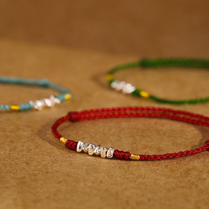 Buddha Stones 925 Sterling Silver String Protection Luck Ultra-Thin Braided Bracelet Anklet - image 16