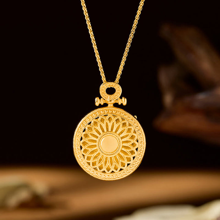 Buddha Stones Gold Plated Copper Butterfly Transformation Rotating Round Pendant Necklace - image 3