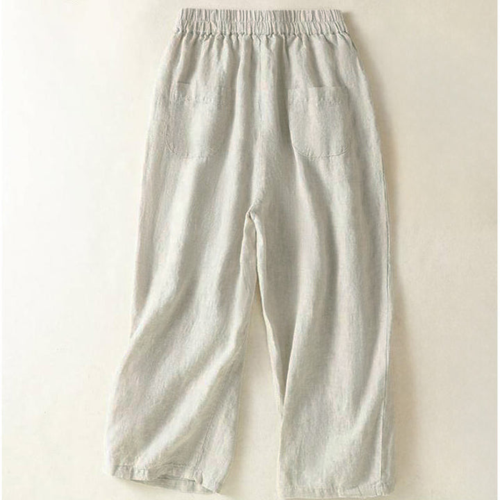 Buddha Stones Spring Summer Fall Casual Minimalist Drawstring Solid Cropped Pants Women's Straight Leg Pants With Pocket - image 6