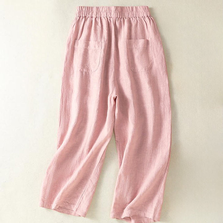 Buddha Stones Spring Summer Fall Casual Minimalist Drawstring Solid Cropped Pants Women's Straight Leg Pants With Pocket - image 18