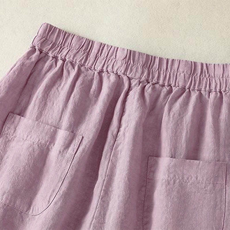Buddha Stones Spring Summer Fall Casual Minimalist Drawstring Solid Cropped Pants Women's Straight Leg Pants With Pocket - image 15