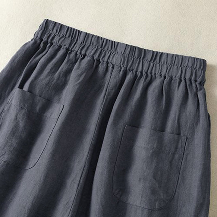 Buddha Stones Spring Summer Fall Casual Minimalist Drawstring Solid Cropped Pants Women's Straight Leg Pants With Pocket - image 3