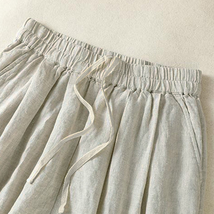 Buddha Stones Spring Summer Fall Casual Minimalist Drawstring Solid Cropped Pants Women's Straight Leg Pants With Pocket - image 7