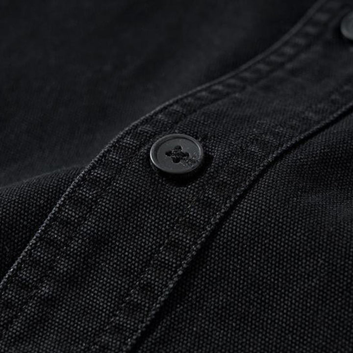 Buddha Stones Fall Casual Vintage Button-Up Solid Cotton Men's Long Sleeve Shirts With Pocket - image 16