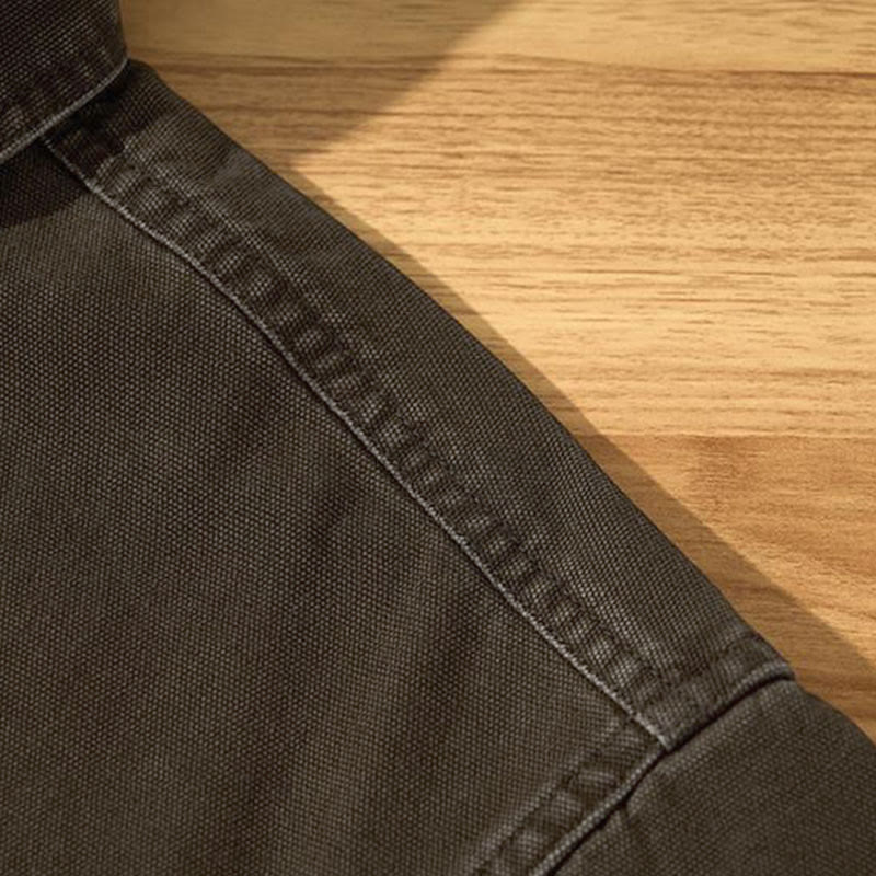 Buddha Stones Fall Casual Vintage Button-Up Solid Cotton Men's Long Sleeve Shirts With Pocket - image 12