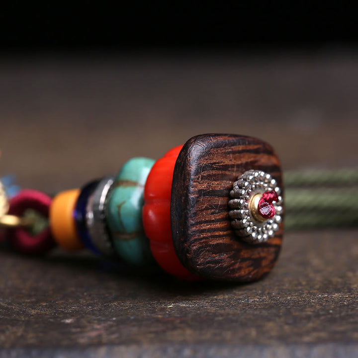 Buddha Stones Tibetan Mani Stone Heap Design LiuLi Bead Grounding Tassel Necklace - image 4