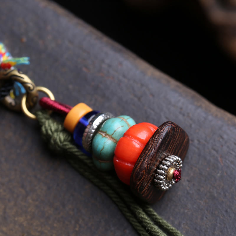 Buddha Stones Tibetan Mani Stone Heap Design LiuLi Bead Grounding Tassel Necklace - image 3