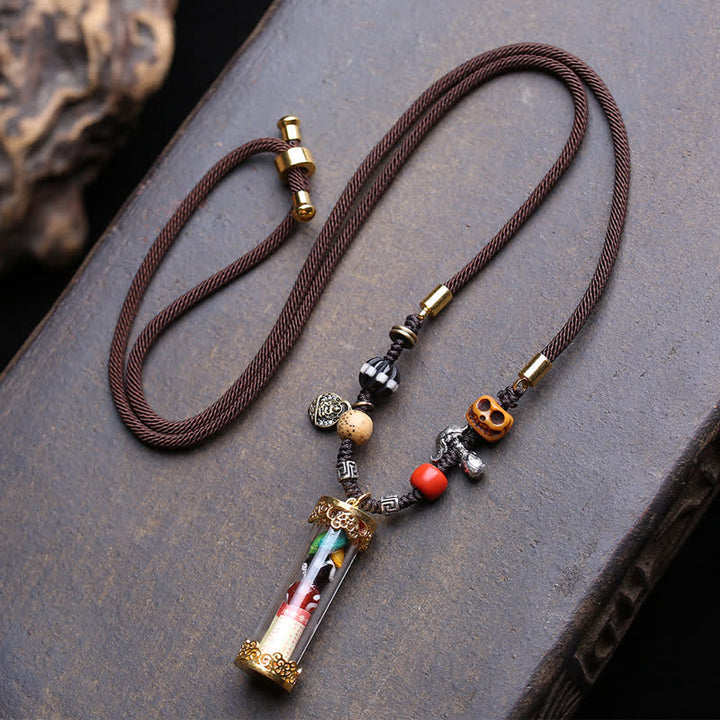 Buddha Stones Tibetan Ghau Prayer Box Agate Copper Scripture Tube Grounding Necklace - Approx. 36 × 10 mm - image 0