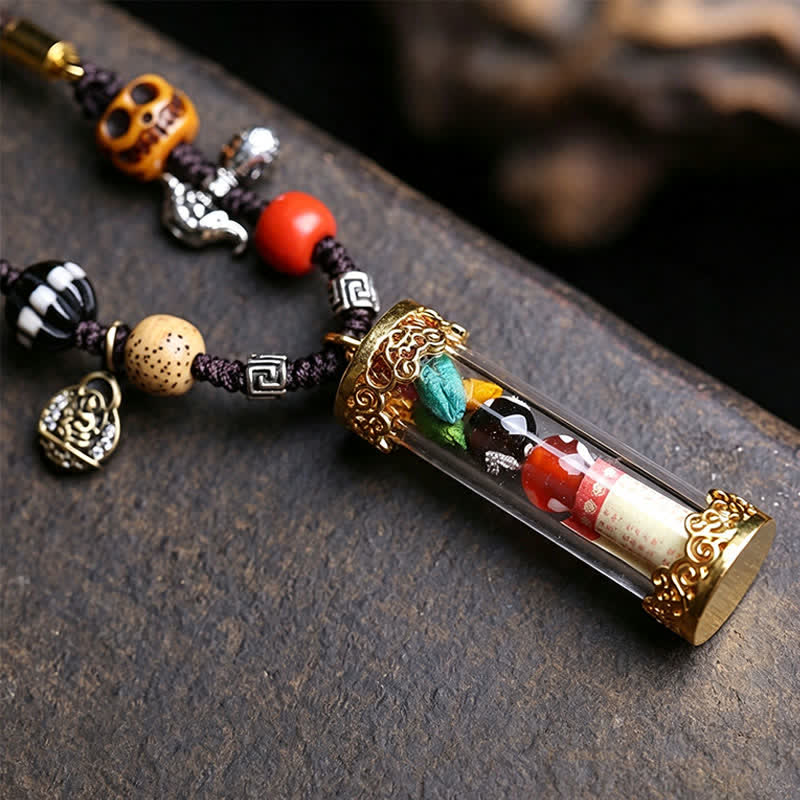 Buddha Stones Tibetan Ghau Prayer Box Agate Copper Scripture Tube Grounding Necklace - image 3