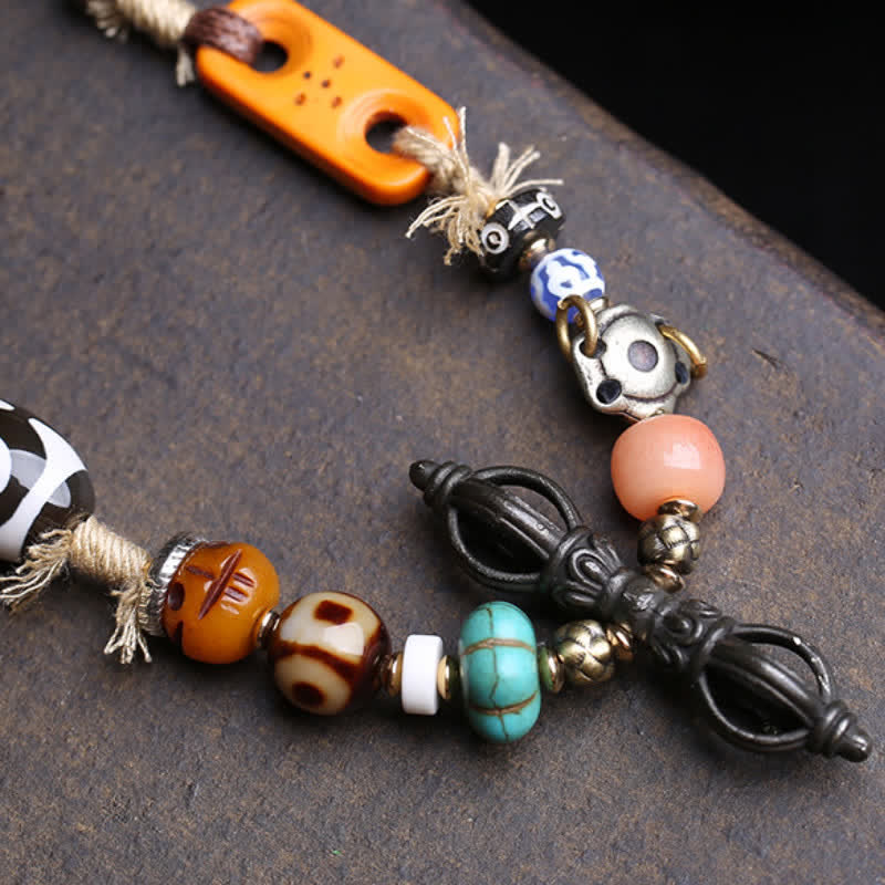Buddha Stones Tibetan Three-Eye Dzi Bead Vajra Luck Necklace - image 3