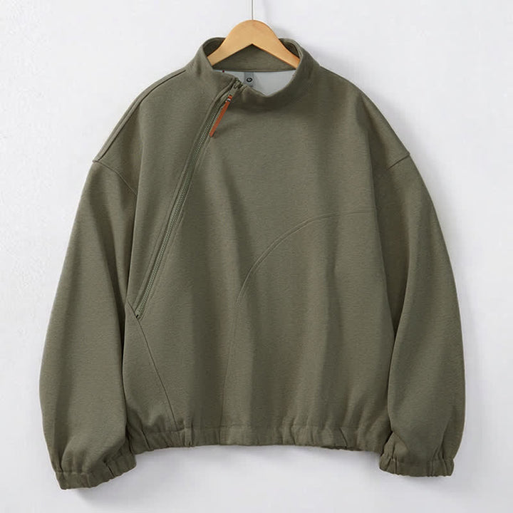 Buddha Stones Fall Winter Casual Minimalist Quarter Zipper Solid Men's Sweatshirts With Pocket - OliveDrab - US/UK/AU44, EU54 (2XL) - image 0