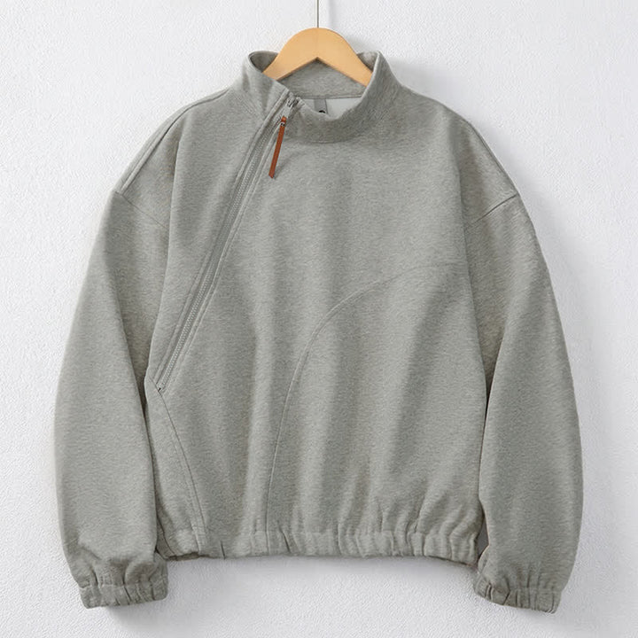 Buddha Stones Fall Winter Casual Minimalist Quarter Zipper Solid Men's Sweatshirts With Pocket - Silver - US/UK/AU44, EU54 (2XL) - image 8