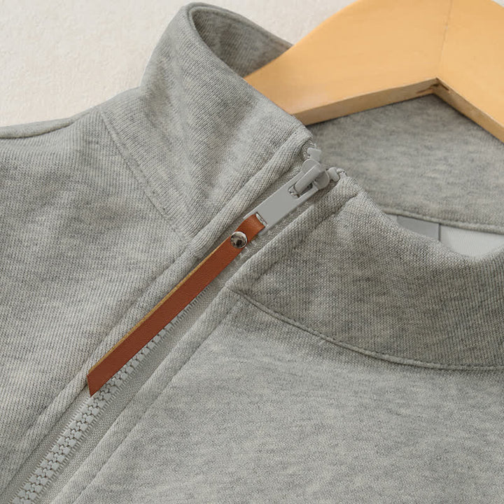 Buddha Stones Fall Winter Casual Minimalist Quarter Zipper Solid Men's Sweatshirts With Pocket - image 11