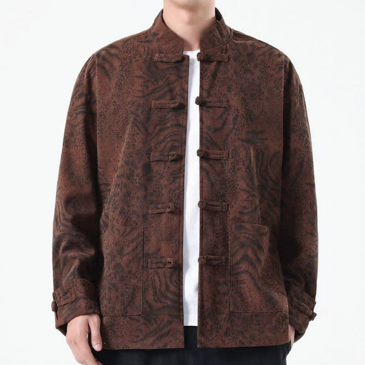 Buddha Stones Fall Winter Retro Tang Style Patch Pocket Abstract Corduroy Men's Jackets With Pocket - image 1