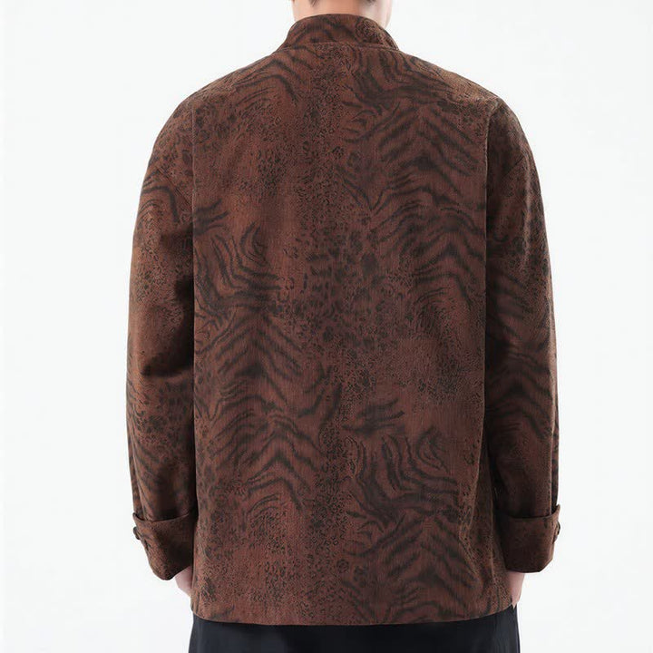 Buddha Stones Fall Winter Retro Tang Style Patch Pocket Abstract Corduroy Men's Jackets With Pocket - image 2
