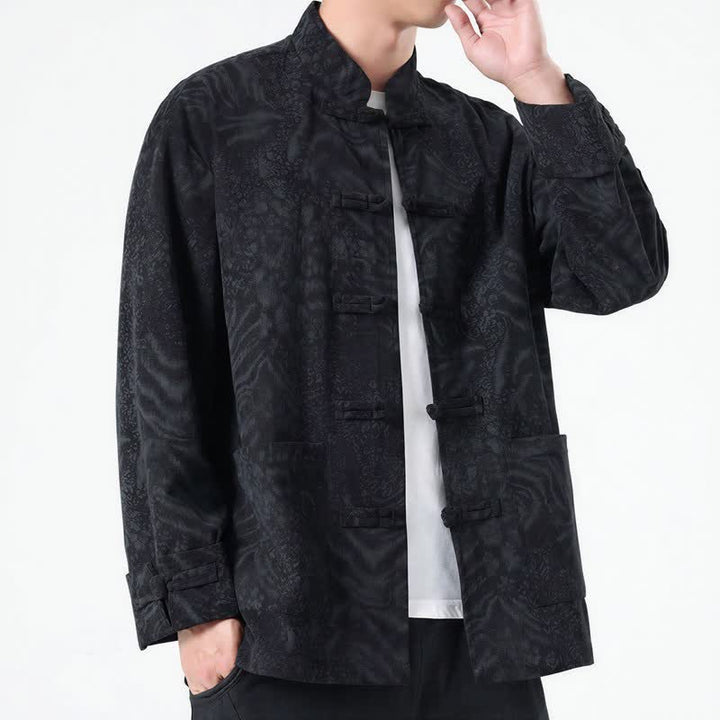 Buddha Stones Fall Winter Retro Tang Style Patch Pocket Abstract Corduroy Men's Jackets With Pocket - image 13