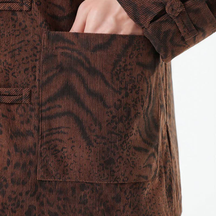 Buddha Stones Fall Winter Retro Tang Style Patch Pocket Abstract Corduroy Men's Jackets With Pocket - image 7