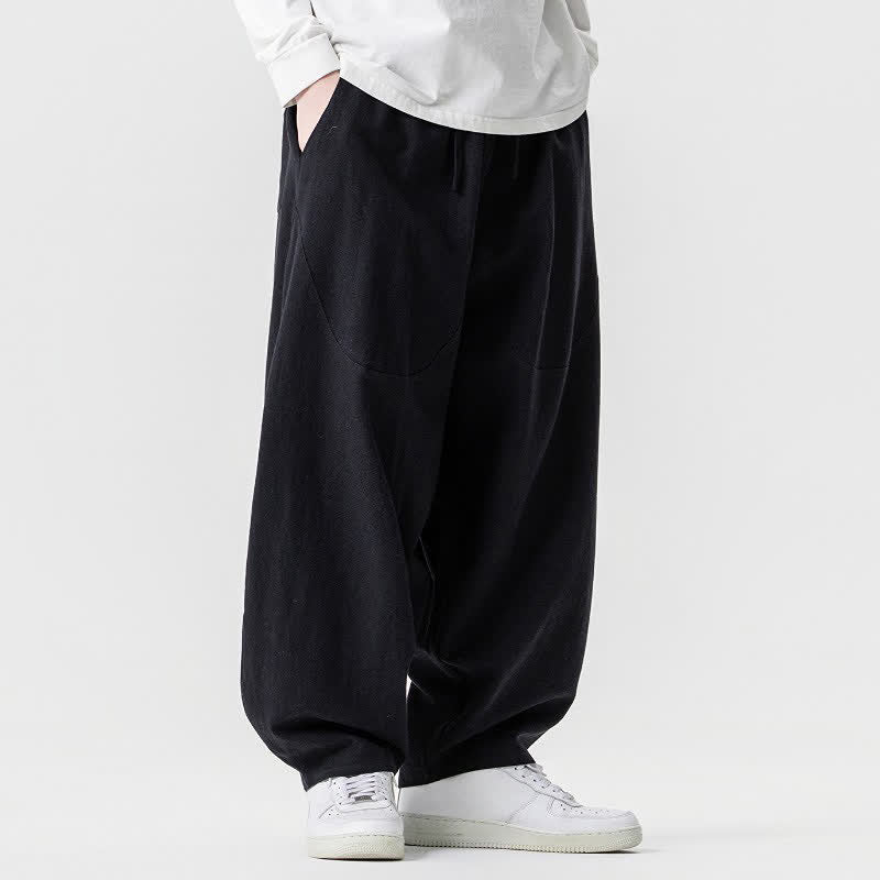 Buddha Stones Spring Summer Casual Drawstring Solid Cotton Ankle Pants Men's Harem Pants With Pockets - image 16