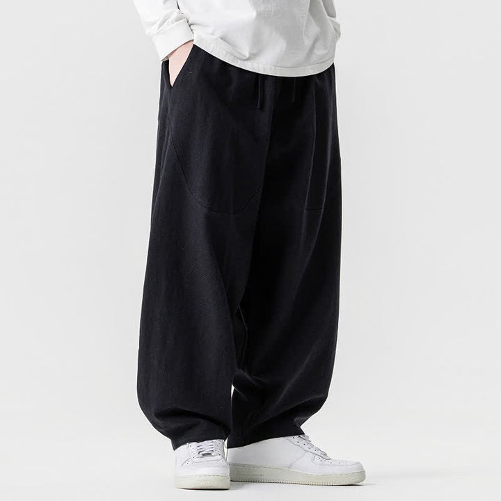 Buddha Stones Spring Summer Casual Drawstring Solid Cotton Ankle Pants Men's Harem Pants With Pockets - image 16