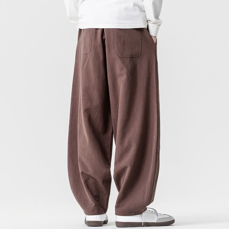 Buddha Stones Spring Summer Casual Drawstring Solid Cotton Ankle Pants Men's Harem Pants With Pockets - image 5