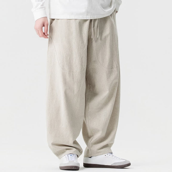 Buddha Stones Spring Summer Casual Drawstring Solid Cotton Ankle Pants Men's Harem Pants With Pockets - image 10