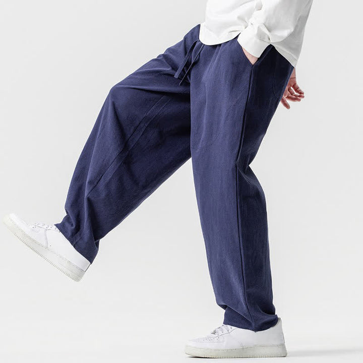 Buddha Stones Spring Summer Casual Drawstring Solid Cotton Ankle Pants Men's Harem Pants With Pockets - image 30