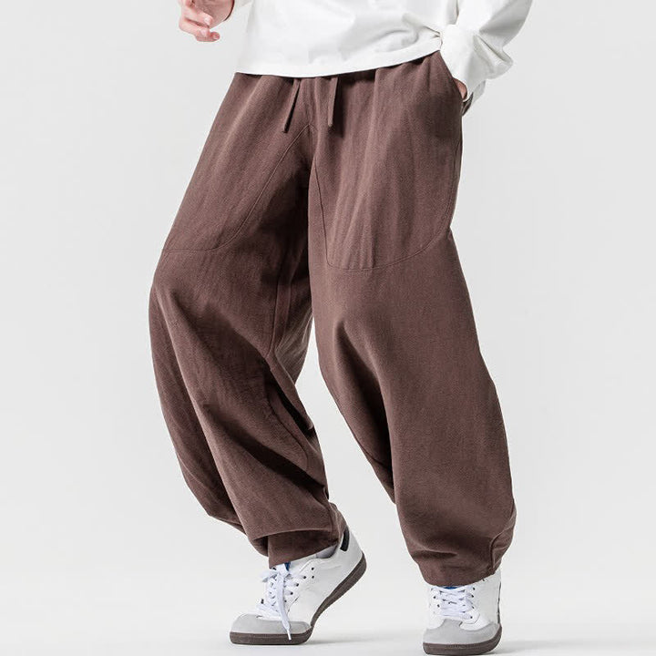 Buddha Stones Spring Summer Casual Drawstring Solid Cotton Ankle Pants Men's Harem Pants With Pockets - image 2