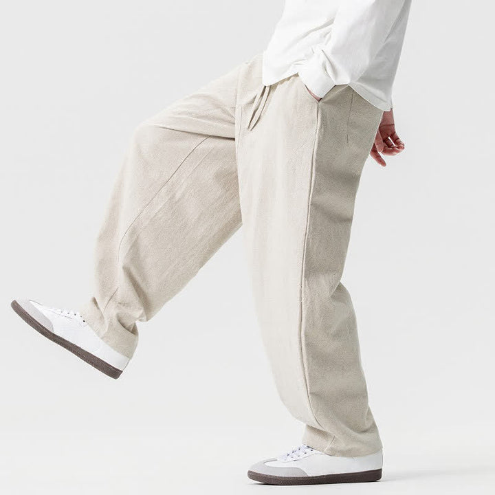 Buddha Stones Spring Summer Casual Drawstring Solid Cotton Ankle Pants Men's Harem Pants With Pockets - image 9
