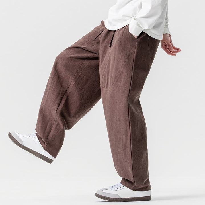 Buddha Stones Spring Summer Casual Drawstring Solid Cotton Ankle Pants Men's Harem Pants With Pockets - image 3