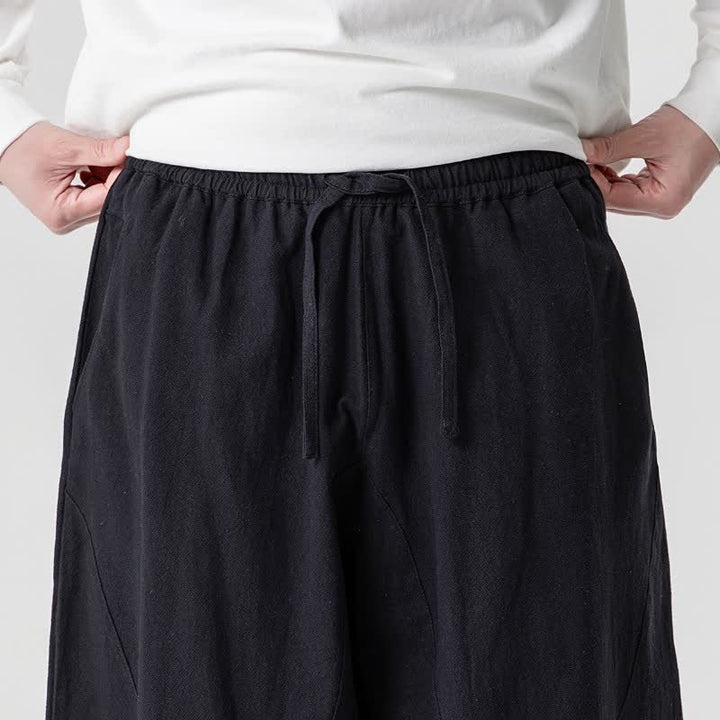 Buddha Stones Spring Summer Casual Drawstring Solid Cotton Ankle Pants Men's Harem Pants With Pockets - image 18