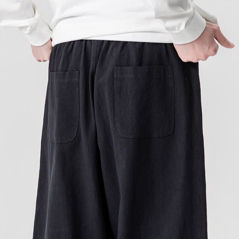 Buddha Stones Spring Summer Casual Drawstring Solid Cotton Ankle Pants Men's Harem Pants With Pockets - image 20