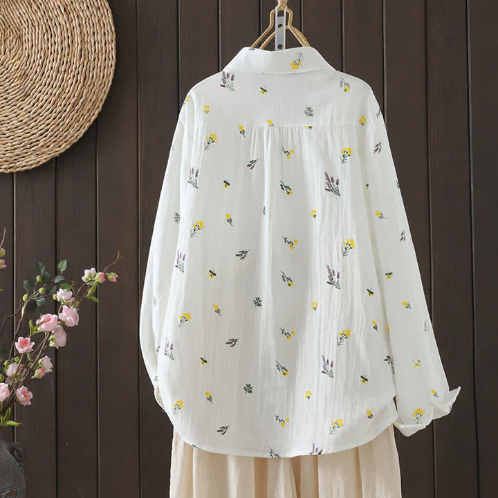 Buddha Stones Spring Fall Casual Button-Up Floral Women's Long Sleeve Shirts With Pocket - image 1