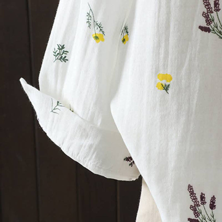 Buddha Stones Spring Fall Casual Button-Up Floral Women's Long Sleeve Shirts With Pocket - image 6