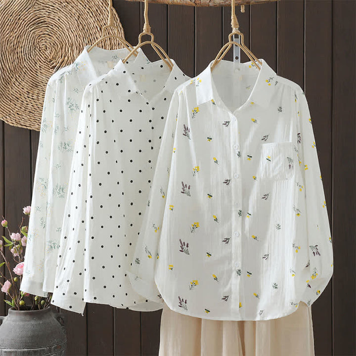Buddha Stones Spring Fall Casual Button-Up Floral Women's Long Sleeve Shirts With Pocket - image 19