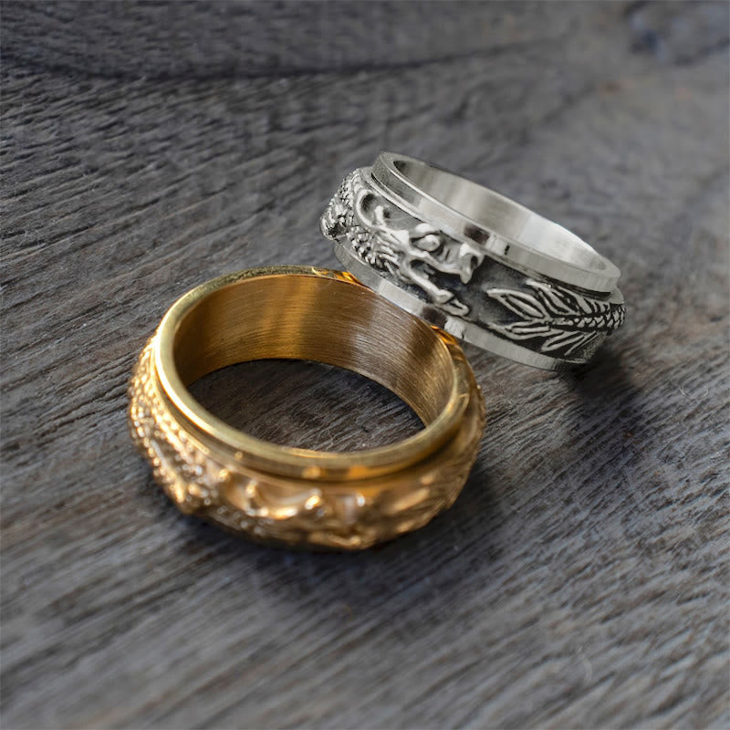 Buddha Stones Dragon Titanium Steel Stimulation Rotatable Ring - image 8