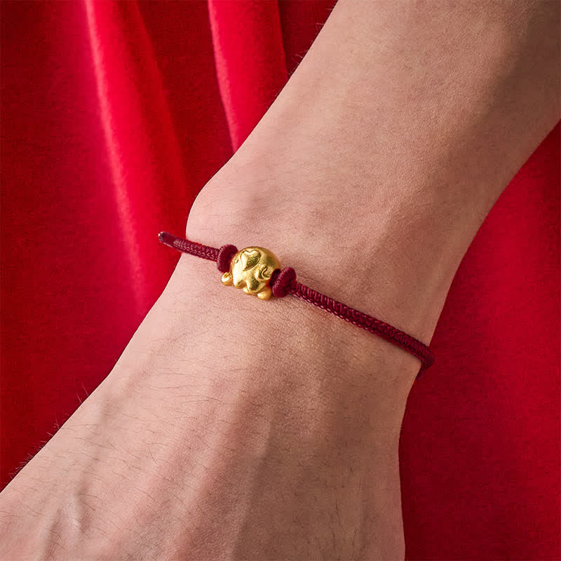 Buddha Stones Red String Elephant Copper Protection Bracelet - image 12