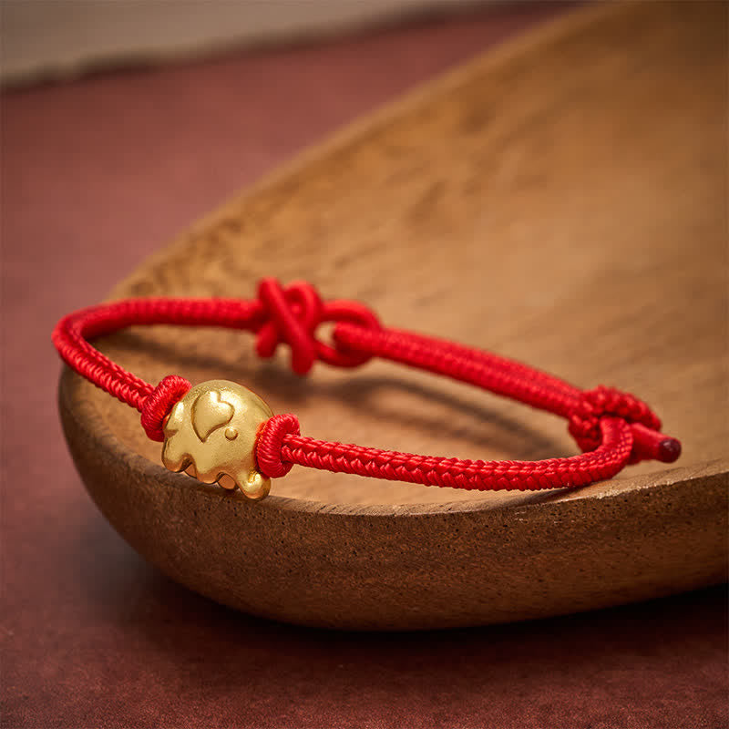 Buddha Stones Red String Elephant Copper Protection Bracelet - image 1
