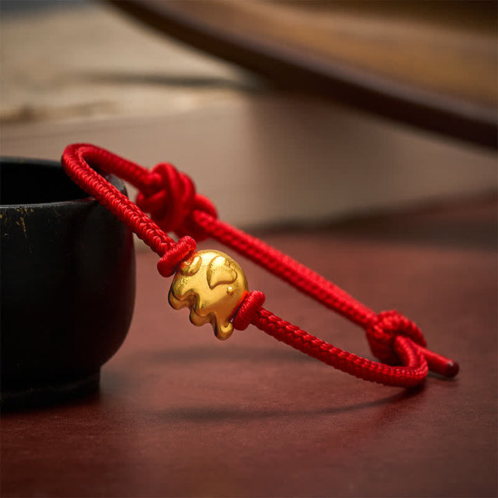 Buddha Stones Red String Elephant Copper Protection Bracelet - Red - image 0