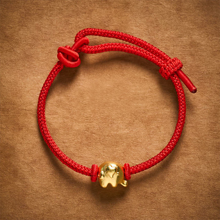 Buddha Stones Red String Elephant Copper Protection Bracelet - image 2