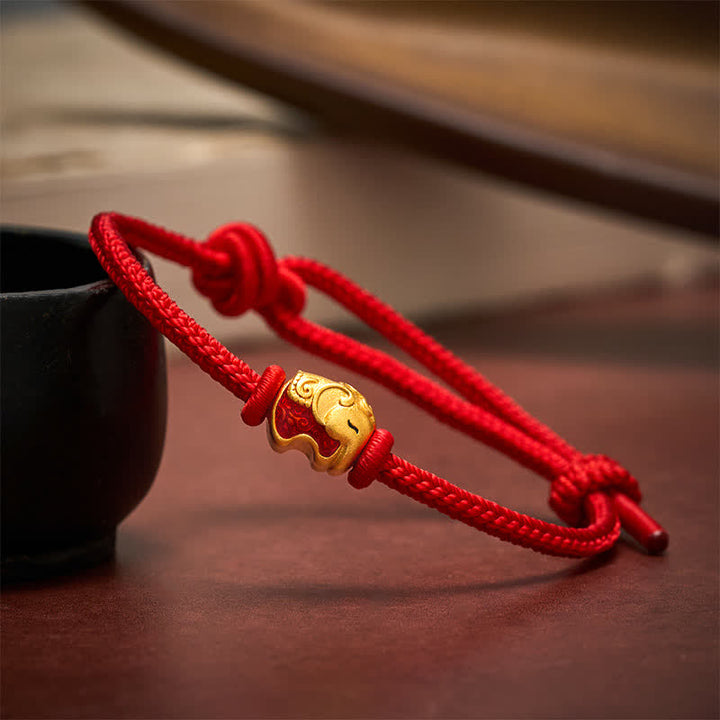 Buddha Stones Red String Elephant Copper Faith Bracelet - Red - image 0