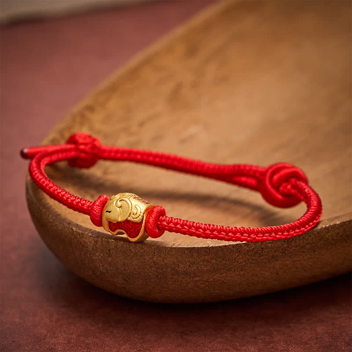 Buddha Stones Red String Elephant Copper Faith Bracelet - image 1