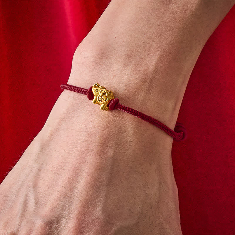 Buddha Stones Elephant Red String Copper Strength Bracelet - image 12
