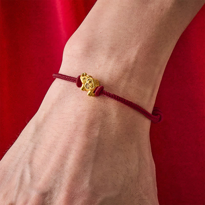 Buddha Stones Elephant Red String Copper Strength Bracelet - image 12