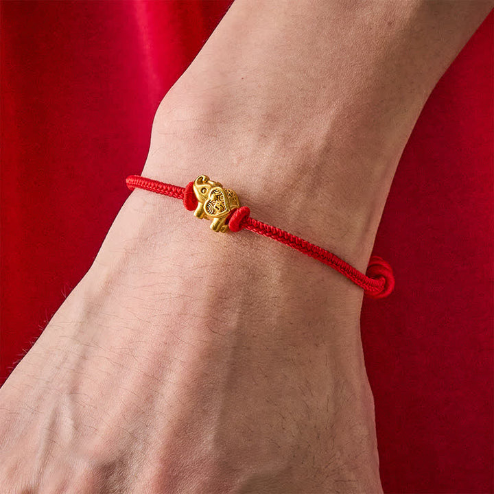 Buddha Stones Elephant Red String Copper Strength Bracelet - image 3