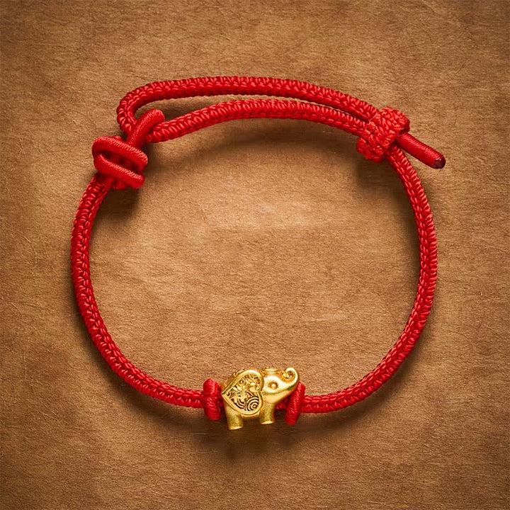 Buddha Stones Elephant Red String Copper Strength Bracelet - image 2